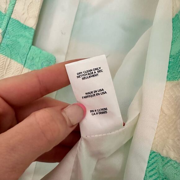 Thakoon Striped Pattern Zip Up Lined Blazer Jacket Green 2 - Picture 10 of 11